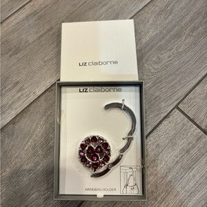 NIB Liz Claiborne Silver and Pink Handbag Holder